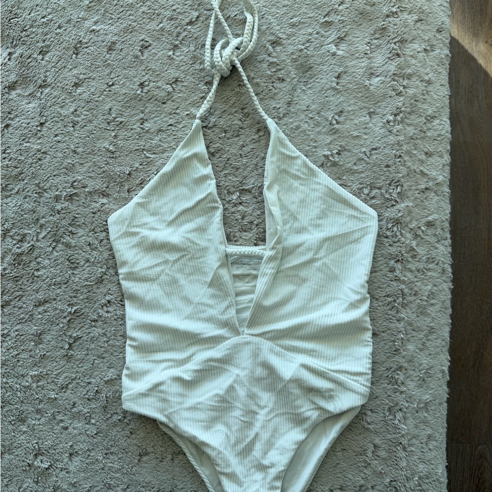 Frankie's Bikinis Cream One Piece Swimsuit